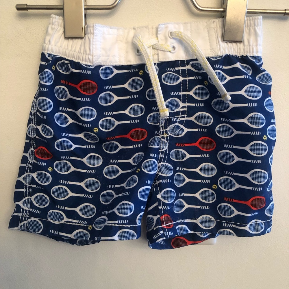 Gap boys swim trunks tennis pattern 12-18M